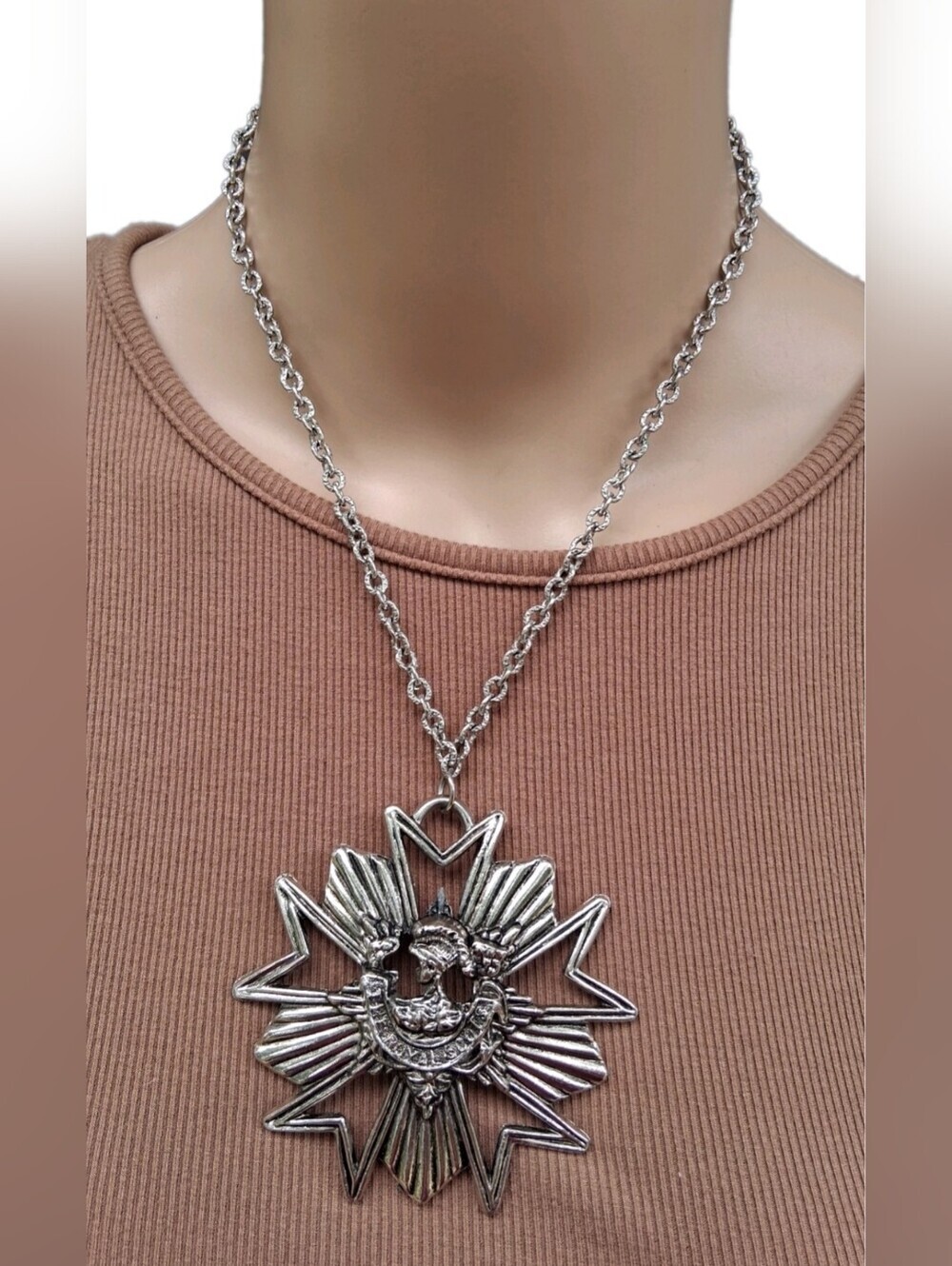 Vintage Heraldic Maltese Cross "The Royal Scots" Statement Pendant Necklace